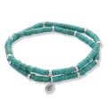 Bransoletka z kamieni podwójna turkusowa howlit srebro