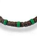 Bransoletka z drewna kokos ciemny kamienie jaspis zielony
