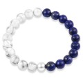 Bransoletka z kamieni biały howlit lapis lazuli kulka srebro
