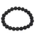 Bransoletka z kamieni czarny onyks lawa kulka kryształy