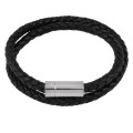 Bransoletka skórzana podwójna rzemień czarny naturalny