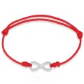 Bransoletka ze sznurka nieskończoność srebro czerwona