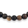 Bransoletka z drewna hebanu kulki z kryształami