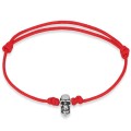 Bransoletka ze sznurka czaszka srebro niebieska czerwona