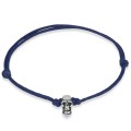 Bransoletka ze sznurka czaszka srebro niebieska czerwona