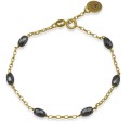 Bransoletka ze srebra pozłacana kamienie hematyt fasetowany oliwki