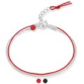 Bransoletka ze srebra kamienie koral agat sznurek czerwony czarny