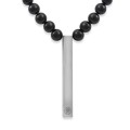 Naszyjnik z kamieni onyksu i stali szlachetnej wisior blok z logo