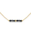 Naszyjnik ze srebra pozłacany mini kamienie onyks hematyt