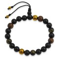 Bransoletka buddyjska drewno heban bronzyt hematyt obsydian