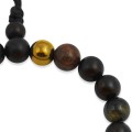 Bransoletka buddyjska drewno heban bronzyt hematyt obsydian