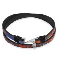 Bransoletka skórzana podwójna kolorowa hippie zapięcie srebro