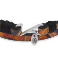 Bransoletka skórzana podwójna pomarańczowa hippie zapięcie srebro