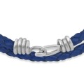 Bransoletka skórzana podwójna zapięcie srebro rzemień pleciony niebieski