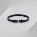 Bransoletka skórzana płaska zapięcie srebro czarna pojedyncza