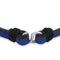 Bransoletka skórzana płaska zapięcie srebro granatowa pojedyncza