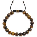 Bransoletka z kamieni brązowe tygrysie oko classic logo sznurek