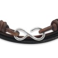 Bransoletka skórzana rzemień palony zapięcie srebro nieskończoność