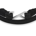 Bransoletka skórzana podwójna czarna zapięcie srebro