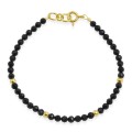 Bransoletka z kamieni mini spinel czarny srebro pozłacane