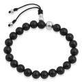 Bransoletka buddyjska drewno heban czarny srebro