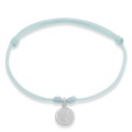 Bransoletka ze sznurka błękitna moneta srebro zawieszka