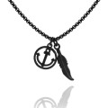 Naszyjnik ze stali czarny pióro kotwica symbol box 2,5 mm