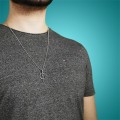 Naszyjnik ze stali zawieszka kotwica srebrny box 2,5 mm