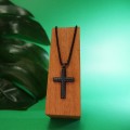 Naszyjnik ze stali wisior krzyż duży czarny box 3 mm