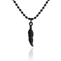 Naszyjnik ze stali kulkowy pióro symbol czarny 