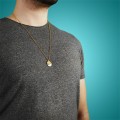 Naszyjnik ze stali hamsa oko proroka symbole złoty rolo 2 mm