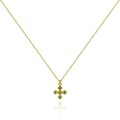 Naszyjnik ze srebra pozłacany krzyż cyrkonie szmaragdowe ankier 