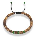 Bransoletka z drewna kokos jasny kamienie jaspis zielony