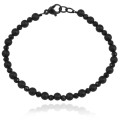 Bransoletka z kamieni czarna onyks matowy czarny spinel stal szlachetna