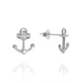 Kolczyki wkręty małe symbol kotwica srebro