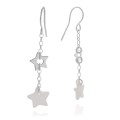 Kolczyki zwisy gwiazdki srebro masa perłowa łańcuszek