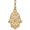 Kolczyki zwisy hamsa łańcuszek srebro pozłacane
