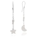 Kolczyki zwisy perły księżyc gwiazdka srebro łańcuszek