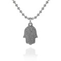 Naszyjnik ze stali kulkowy hamsa symbol srebrny