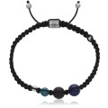 Bransoletka makrama lapis lazuli onyks apatyt srebro hematyt czarna