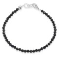 Bransoletka z kamieni mini spinel czarny srebro hematyt fasetowany
