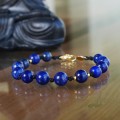 Bransoletka z kamieni pleciona lapis lazuli stal szlachetna