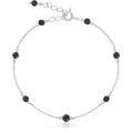 Bransoletka ze srebra kamienie mini spinel czarny naturalny fasetowany