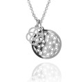 Naszyjnik ze stali kwiat owoc życia symbole srebrny rolo 2 mm