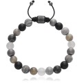 Bransoletka z kamieni onyks labradoryt jaspis szary agat hematyt