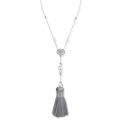Naszyjnik ze srebra chwost hematyt howlit biały
