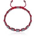 Bransoletka shamballa grafitowy hematyt naturalny sznurek czerwony