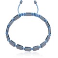 Bransoletka shamballa grafitowy hematyt naturalny sznurek niebieski