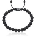 Bransoletka z kamieni classic lawa wulkaniczna czarna naturalna hematyt