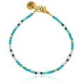 Bransoletka z kamieni mini 2mm turkus kryształ górski jadeit perły naturalne stal szlachetna